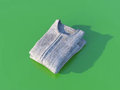 Gray Sleeveless Top With Zipper Laid Flat On Green Background 3d model