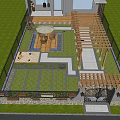 Beautiful Courtyard Garden Design With Lush Grass Wooden Deck Pergola And Outdoor Seating