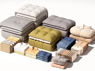 Assorted Folded Clothes in Various Colors and Styles 3d model