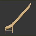 Wooden Ladder With Multiple Steps And Foldable Support Structure Design 3d model