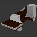 Modern Geometric Furniture Piece With Wooden And White Marble Multi Level Platforms