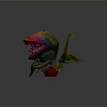 Vibrant Red And Green Carnivorous Plant With Curly Vines And Sharp Teeth