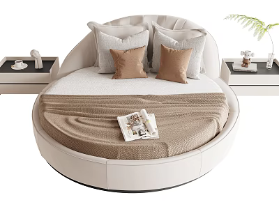 Modern Double Round Bed 3d model
