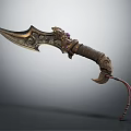 Ornate Decorative Dagger With Carved Hilt Purple Gemstone And Leather Wrapped Handle