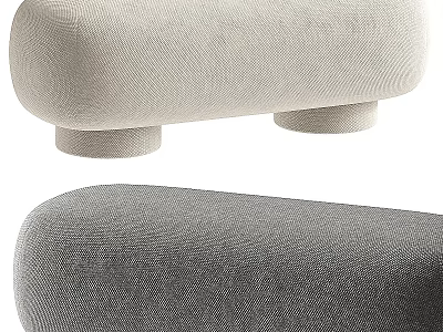 Modern Upholstered Sofa Stool With Light and Dark Gray Fabric And Sturdy Support Legs 3d model
