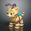 Adorable Cartoon Cat Character With Bee Antennae Yellow Purple Stripes And Wings