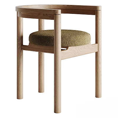 Leisure Chair Featuring Natural Oak Wooden Frame And Soft Fabric Upholstered Seat Design 3d model