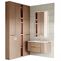 Modern Washbasin Vanity With Wooden Cabinet Drawer And Wall Mounted Mirror