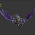 Blue Metallic Bird Game Movie Character With Spread Wings And Blade Like Feathers
