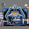 Parent Child Festival Exhibition Booth With Ultraman Characters And Space Themed Decorations