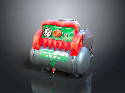 TORPEDA Red And Gray Air Compressor With Pressure Gauge And Control Knob For Household Use 3d model