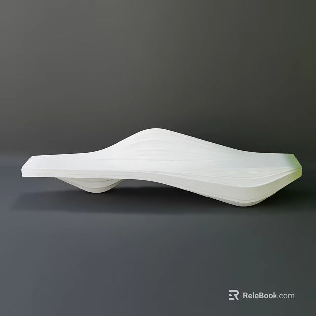 Modern Public Bench With Sleek Curved Design And White Minimalist Finish 3d model 