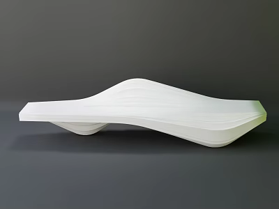 Modern Public Bench With Sleek Curved Design And White Minimalist Finish 3d model