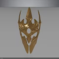 Ornate Golden Decorative Mask With Spiked Top And Intricate Central Design