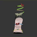 Colorful Butterflies Decorate Pink High Heels With Green Straps And Details