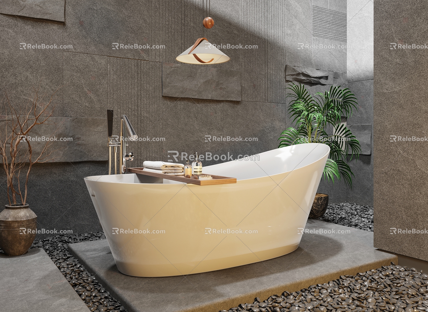 Bathtub Chandelier Separate Bathtub Bathtub Faucet 3d model