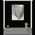 Modern Console Table With Black And White Artwork And Decorative Items 3d model