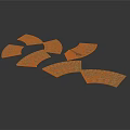 Multiple Curved Cork Pads With Textured Surface Arranged On White Background