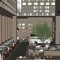 Modern Leisure Area With Large Bookshelves Cozy Sofas Coffee Tables And Green Plant