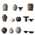 Artisanal Ceramic Vessels with Various Shapes Textured Surfaces and Neutral Tones for Home Decor
