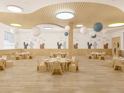 Modern Kindergarten Children's Restaurant 3d model