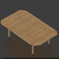 Modern Wooden Rectangular Dining Table With Striped Top And Slim Legs