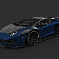 Blue Sports Car With Carbon Fiber Components And Black Wheels Sporty Design