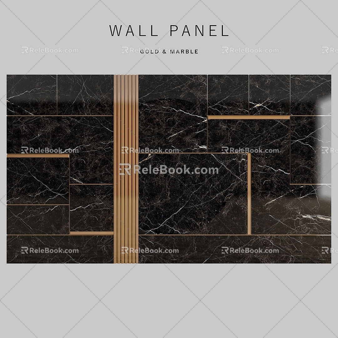 Vintage Other Wall Panel Partition Wall Marble Gold 3d model