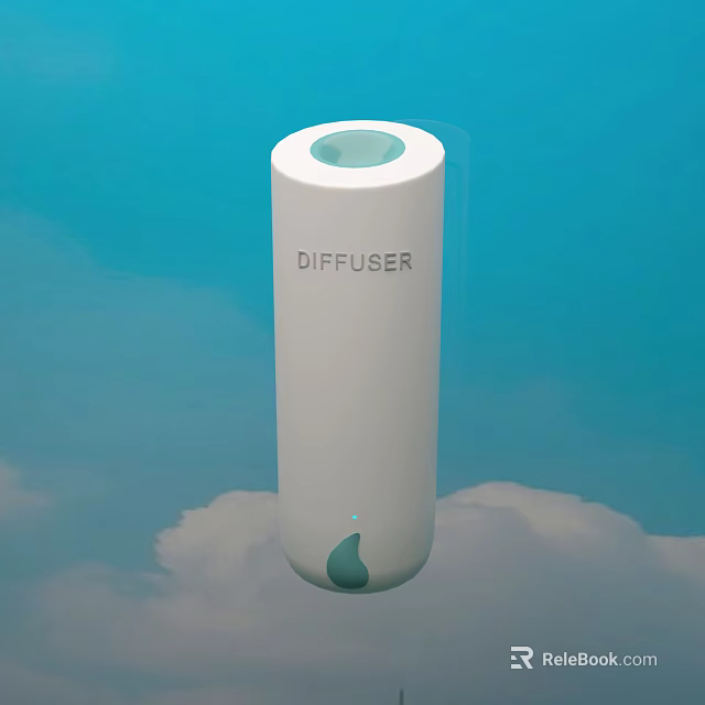 White Cylindrical Aromatherapy Diffuser With Water Drop Indicator For Home Use 3d model