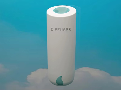 White Cylindrical Aromatherapy Diffuser With Water Drop Indicator For Home Use 3d model