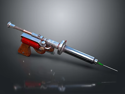 Professional Medical Syringe Device With Red Handle And Metal Injection Needle 3d model