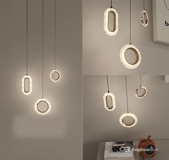 Elegant Modern Pendant Lights with Circular Ring Design for Home Interior Spaces 3d model