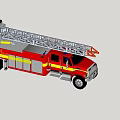 Red Fire Truck Featuring Extended Ladder and Yellow Stripes for Fire Emergency Response