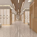 Modern Locker Room Interior With Wooden Lockers Marble Floor And Elegant Decor