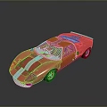 Shiny Pink Race Car with White Stripes and Sleek Design on Dark Surface
