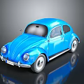 Blue Classic Volkswagen Beetle Car With Shiny Exterior And Retro Design Details