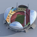 Modern Sports Stadium With Running Track And Green Turf For Fitness Activities