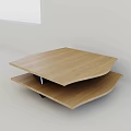 Modern Wooden Coffee Table With Two Tier Design And Black Metal Supports