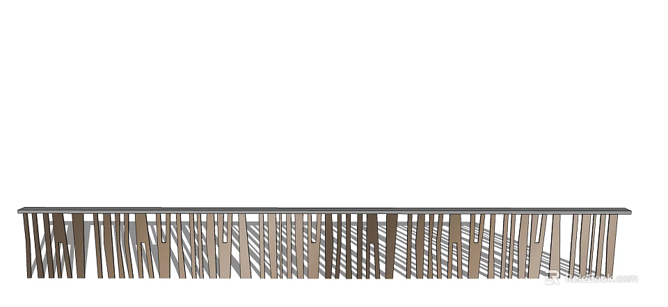 Modern Decorative Fence With Vertical Slats And Shadow Patterns For Garden 3d model 