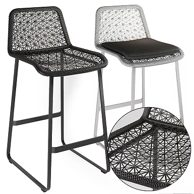 Modern Bar Stools Black And Silver With Intricate Mesh Pattern Detailed Frame Structure 3d model