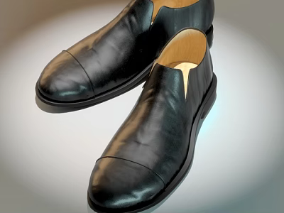 Polished Black Leather Formal Dress Shoes With Smooth Surface And Light Lining 3d model