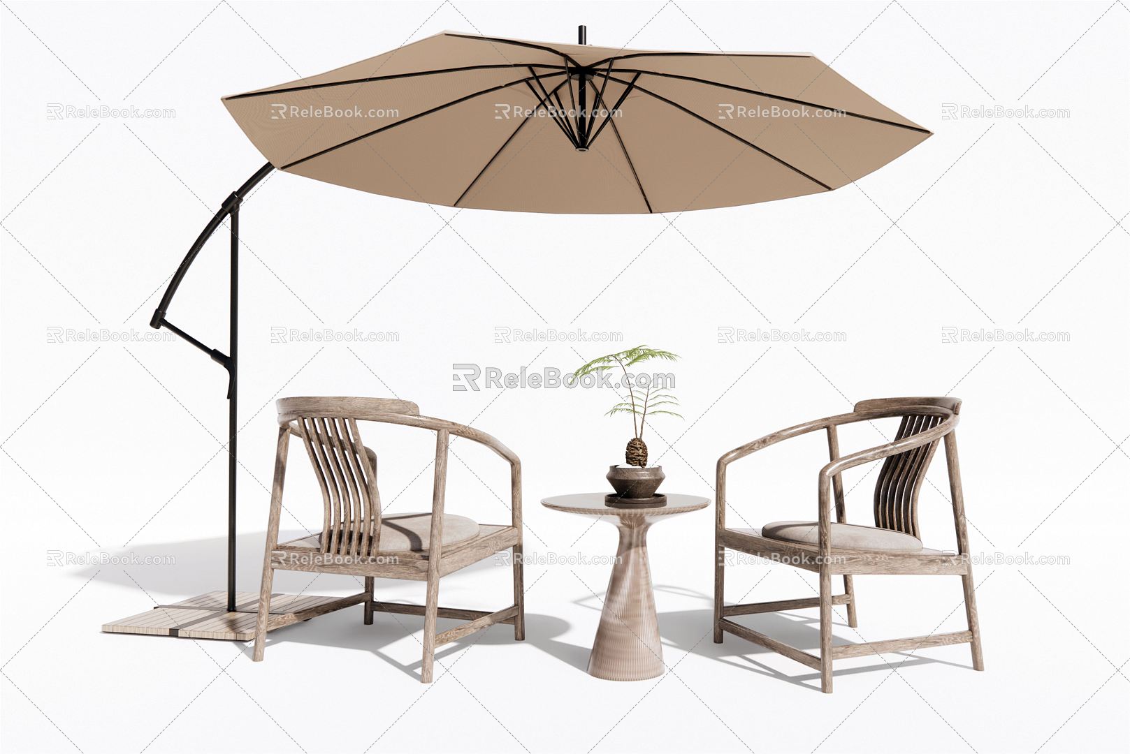 New Chinese Style Outdoor Table and Chair Leisure Chair Outdoor Chair 3d model