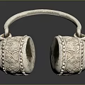 Vintage Silver Decorative Earrings With Round Pendants And Engraved Patterns