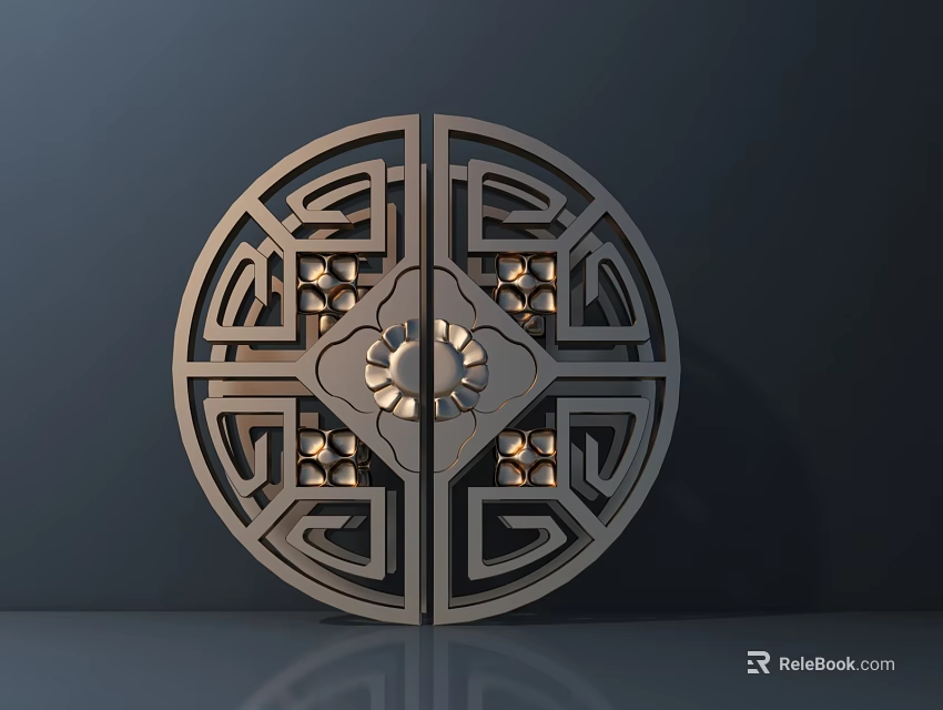 Ornamental Road Facilities With Circular Hollow Out Design And Intricate Metal Pattern 3d model 