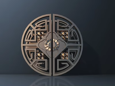 Ornamental Road Facilities With Circular Hollow Out Design And Intricate Metal Pattern 3d model