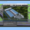 Modern Industrial Factory Buildings With Blue Roofs Parking Lot And Green Surroundings