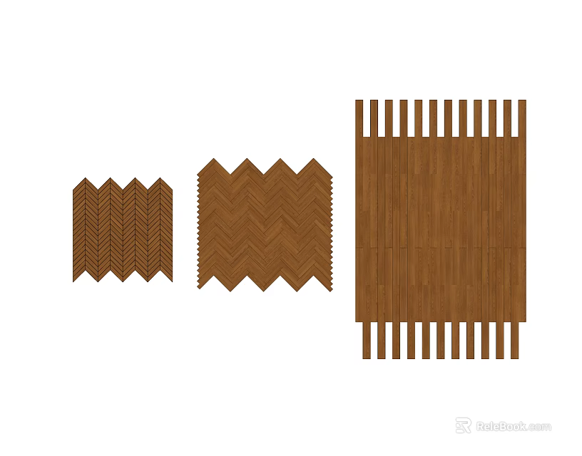 Wooden Flooring Herringbone Pattern and Strip Design Different Styles for Home Interior 3d model 