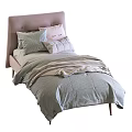 Stylish Single Bed Designs With Upholstered Headboards Soft Pillows And Warm Blankets 3d model
