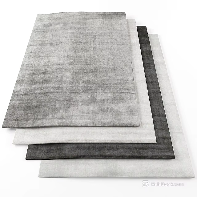 Stacked Square Rugs with Textured Surface in Gray Dark Gray and White Tones 3d model 