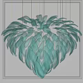 Turquoise Glass Heart Shaped Chandelier with Petal Like Design Hanging in Modern Interior